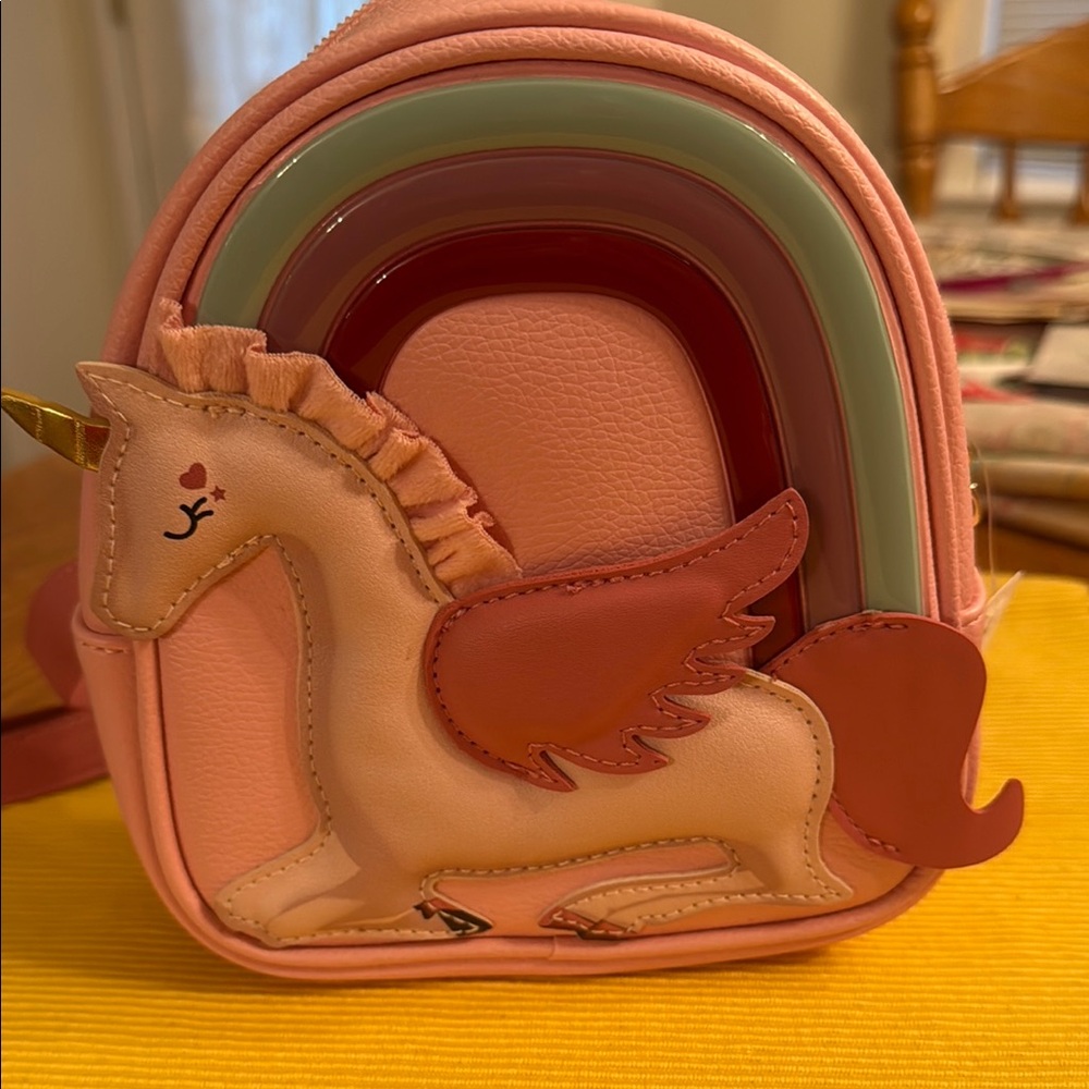 Whimsical Pink and Green Unicorn Accessory Bag